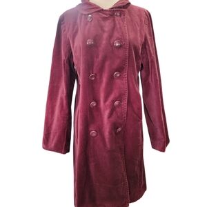 vintage double-breasted coat   burgundy red velvet 3/4 length S/M